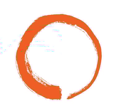 Enso orange circle. Round ink brush stroke, zen calligraphy paint buddhism symbol isolated on white vector