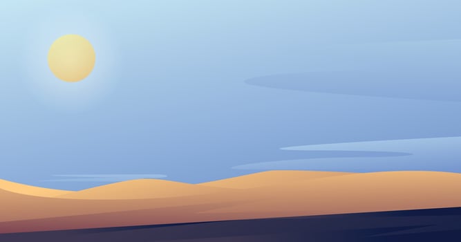 Desert landscape illustration. sand dunes view vector
