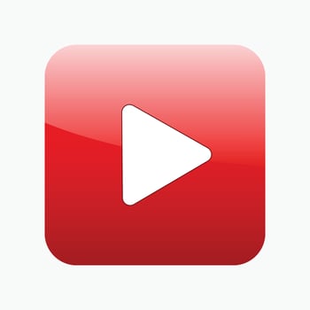 Red glossy play button on white vector