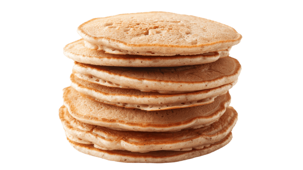 A stack of protein pancakes, made with almond flour on the transparent background, Format png
