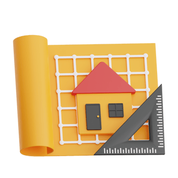 3D Render Blue Print and Triangle Ruler Icon Illustration. Isolated on Transparent background png