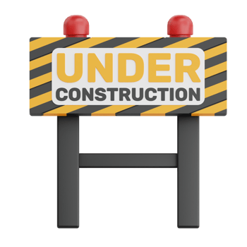 3D Render Under Construction Board Icon Illustration. Isolated on Transparent background png