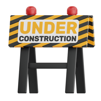 3D Render Under Construction Board Icon Illustration. Isolated on Transparent background png