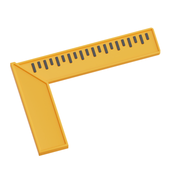 3D Render Angle Ruler Icon Illustration. Isolated on Transparent background png