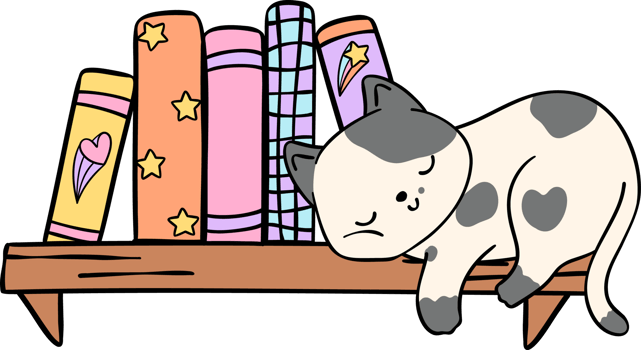 Retro Groovy book and cat funky doodle drawing png