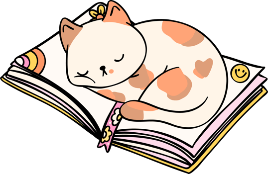 Retro Groovy book and cat funky doodle drawing png