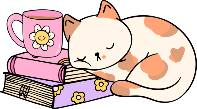 Retro Groovy book and cat funky doodle drawing png