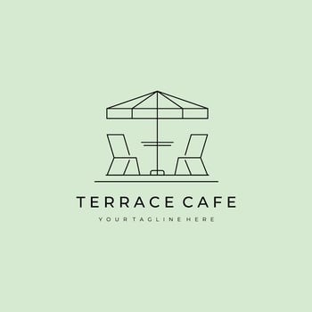 terrace cafe logo icon line art minimalist illustration design vector