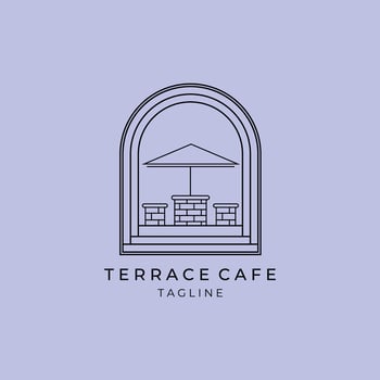 terrace cafe balcony logo line art symbol illustration design vector