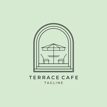 terrace cafes icon line art minimalist illustration design vector