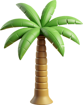 3D Cartoon Palm Tree Set - 3D Cartoon Summer Tropical Nature Icon Set - Isolated Clipart on Transparent Background png