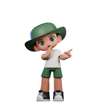 3d Cartoon Character in a Green Hat and White Shirt Whister to You Pose png