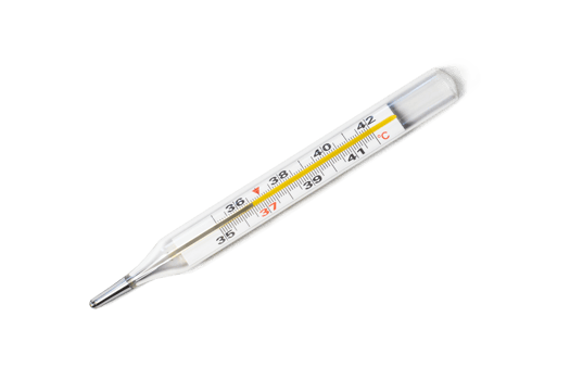 Mercury-in-glass thermometer with temperature mark 36,6 C isolated on transparant background png