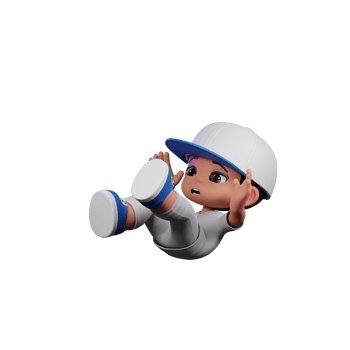 3d Cartoon Boy with a Baseball Cap and Gray Pants Falling Pose png