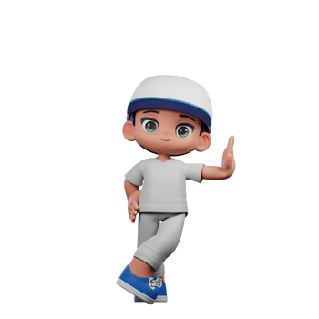 3d Cartoon Boy with a Baseball Cap and Gray Pants Acting Cool Pose png