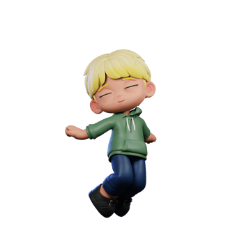 3d Cartoon Character with Blonde Hair Jumping Air Pose png