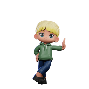 3d Cartoon Character with Blonde Hair Acting Cool Pose png