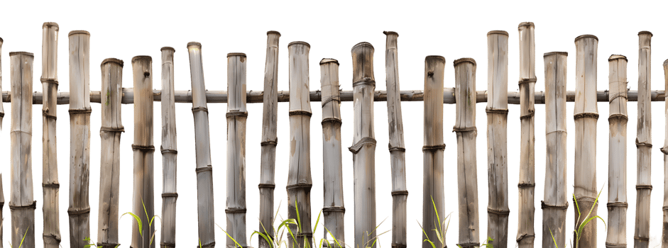 Rustic Wooden Bamboo Fence Transparent Background Cutout png