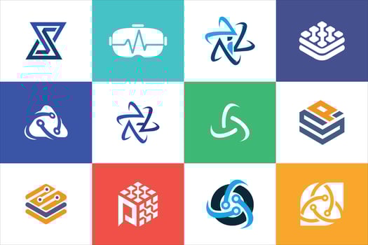 Creative Technology Logo design collection set modern minimal flat style templates vector