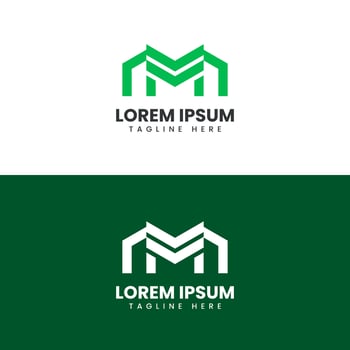 Modern green m Letter real estate logo design template vector