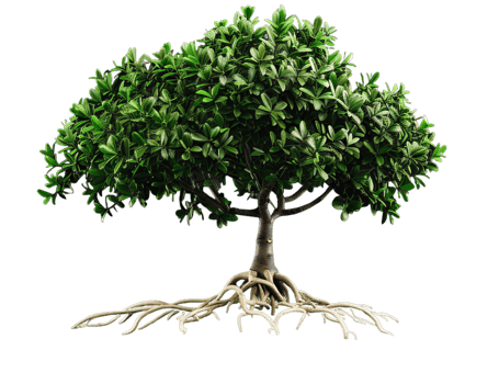 A large tree with a thick trunk and many branches png