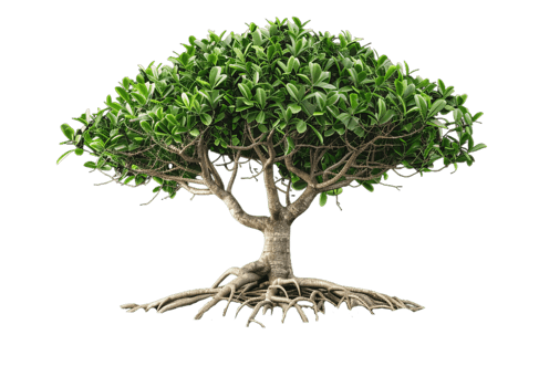 A large tree with a thick trunk and many branches png