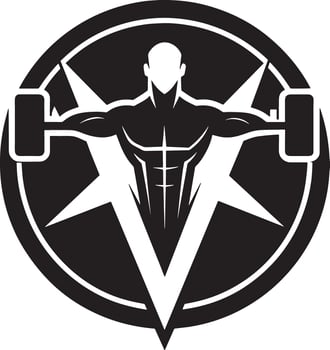 fitness and bodybuilder logo illustration black and white vector