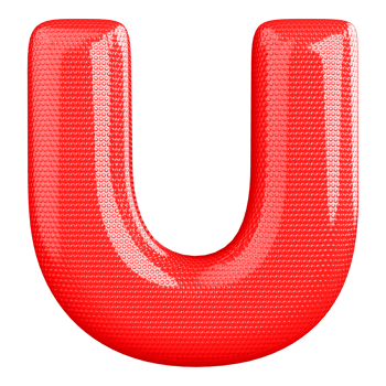 Red U Font 3D Render png