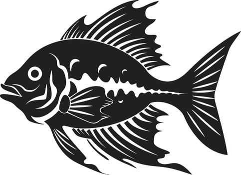 Marine Magic Tropical River Fish Illustrations Inked Impressions Black Fish Sketches vector