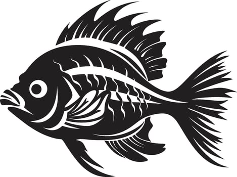 Underwater Utopia Black Fish Clipart Tropical River Fish in Black Minimalist Underwater Delights vector
