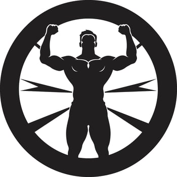 Power Emblem Fitness Man Symbol Design Gym Gladiator Black Fitness Man Icon Element vector