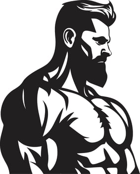 Power Emblem Muscle Man Icon Element Gym Gladiator Black Fitness Man Icon in Black vector