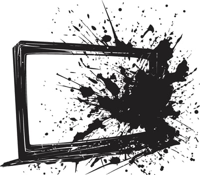Fragmented Flatscreen Concept Black Graphic of Shattered Television Design Cracked Console Icon Design of Broken TV Element vector