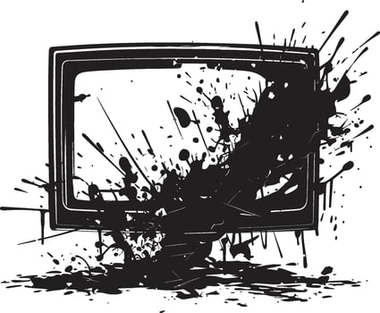 Shattered Screen Graphic of Smashed TV Tattered Tube Black of Broken Television vector