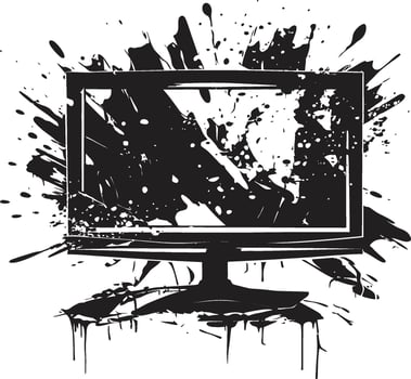 Shattered Screen Icon of Broken TV Set Tattered Tube Black of Smashed Television vector