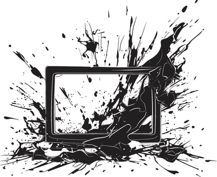 Wrecked Watchbox Graphic of Broken Television Shattered Signals Black of Shattered TV vector
