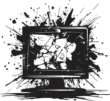 Shattered Screen Graphic of Broken TV Screen Tattered Tube Black Element of Smashed Television Screen vector