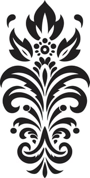 Timeless Botanicals Floral Design in Black Retro Petals Vintage Floral Icon with Black Accents vector