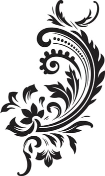 Nostalgic Nouveau Design of Vintage Florals in Black Noir Nectar Black Vintage Floral Icon vector