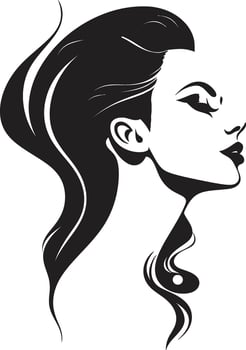 Radiant Noir Design of Woman Face in Black Graceful Glamour Black Icon of Womans Face vector