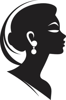 Ebony Elegance Woman Face in Black Timeless Tranquility Black Woman Face Icon vector