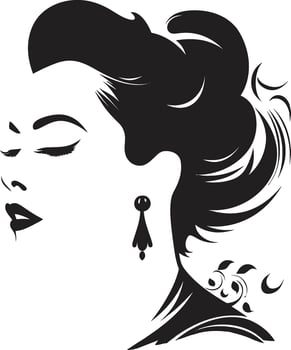 Vintage Vision Black Woman Face Icon Noir Nyx Design of Woman Face in Black vector