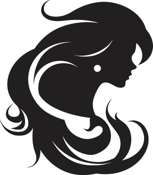 Noir Nectar Design of Woman Face in Black Midnight Mystery Black Woman Face Icon vector