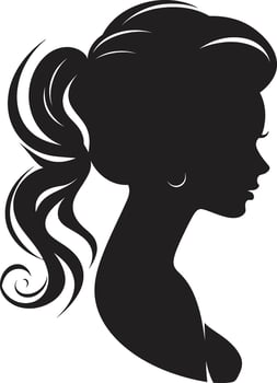 Elegant Essence Woman Face in Black Obsidian Opulence Black Icon of Womans Face vector