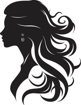 Vintage Verve Black Icon of Womans Face Shadowed Siren Woman Face in Black vector