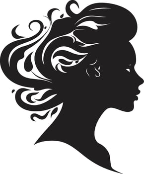 Mystical Maiden Black Icon of Womans Face Charcoal Charm Woman Face in Black vector
