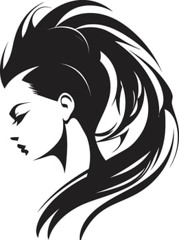 Serene Silhouette Black Woman Face Icon Vintage Vixen Design of Woman Face in Black vector