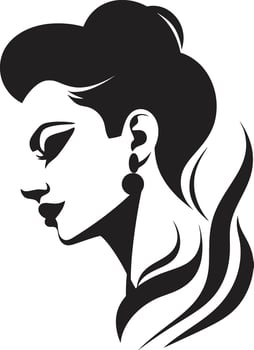 Vintage Vixen Design of Woman Face in Black Obsidian Opulence Black Icon of Womans Face vector