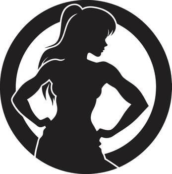 Vigorous Vibe Black Icon of Woman Fitness Logo Graceful Gains Woman Fitness Logo in Black vector