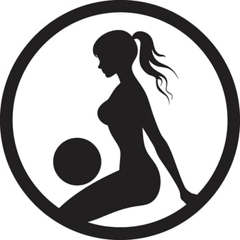 Radiant Resilience Black Icon of Woman Fitness Logo Bold Balance Woman Fitness Logo in Black vector